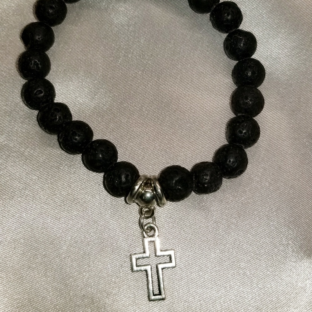 Lava bead diffuser bracelet cross
